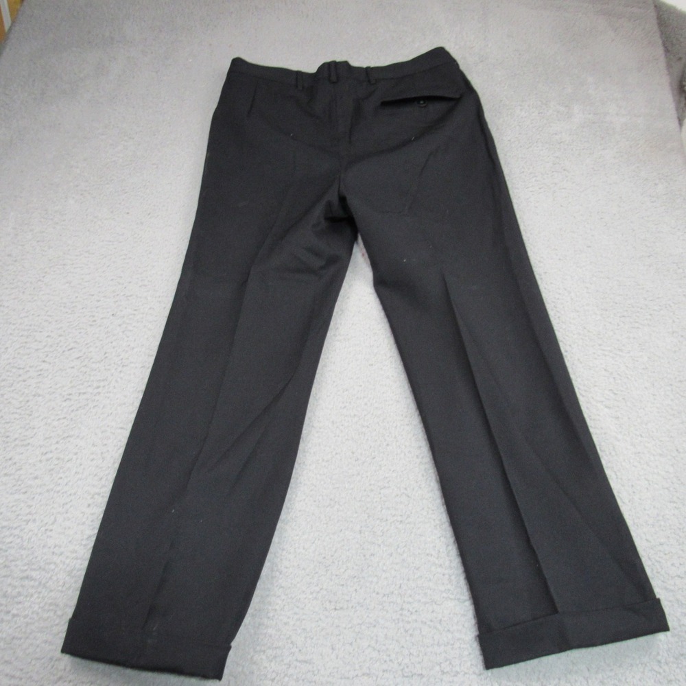 Arezio Salerno Mens Black 100% Virgin Wool Pleated Cuffed Dress Pants 32x27 - Picture 5 of 8